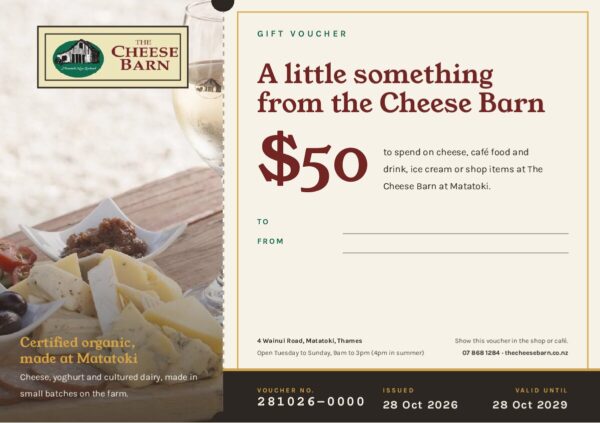 Example Cheese Barn gift voucher