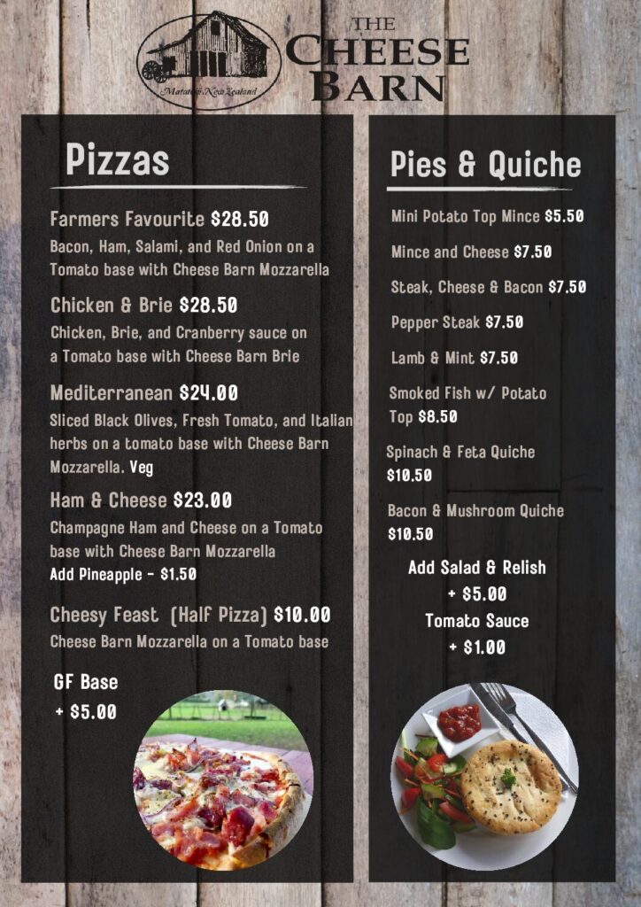 The Cheese Barn café menu